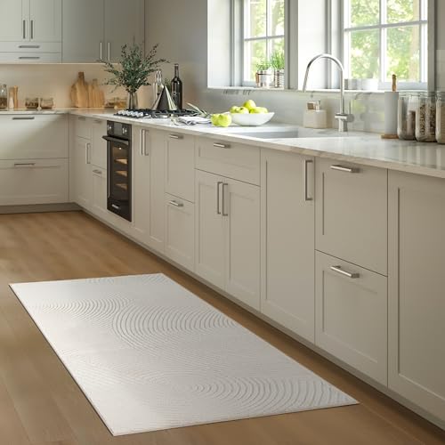 Abani Cream Area Rug for Living Room, Bedroom- Zen Reiki Pattern- 2'6" x 6' -Durable & Easy to Clean - color: Cream, size: 2'6" x 6' (Rectangular)