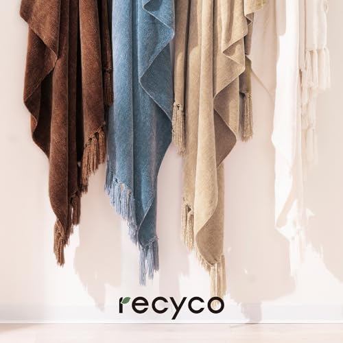 RECYCO Throw Blanket Soft Cozy Chenille Throw Blanket with Fringe Tassel for Couch Sofa Chair Bed Living Room Gift (Brown, 60'' x 80'') - color: Brown, size: 60'' X 80''