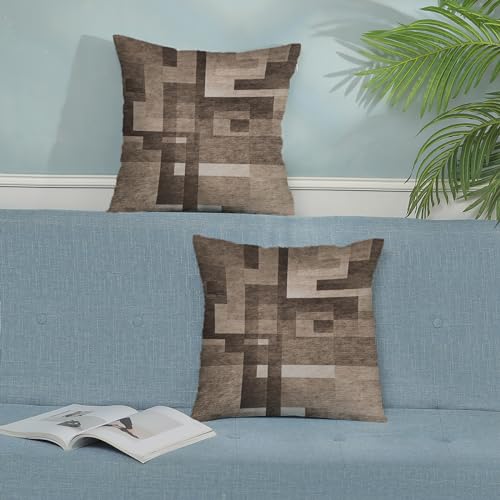 BETGINY Brown Beige White Pillow Covers 20x20, Abstract Art Outdoor Decorative Throw Pillows for Couch, Modern Geometry Decor Cushion Cover 2 Pcs Soft Farmhouse Square Pillowcase for Bed Car Safa - color: Brown Beige, size: 20" x 20" (Pack of 2)
