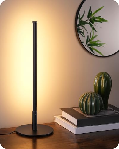 EDISHINE Upgraded LED Table Lamp, Stepless Dimmable Bedside Lamp with 3 Color Temperature, Modern Nightstand Lamp, Desk Lamp for Bedroom, Living Room, Corner, Gift, Metal Finish, Black, 6W - color: Black