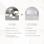 Nathan James Argo Semi Mount Flush Ceiling Light, 3-Lights Modern Retro Lighting with White Rounded Shades for Hallway, Dining Room and Bedroom, Brass Gold/White - color: Brass Gold/White, size: 1