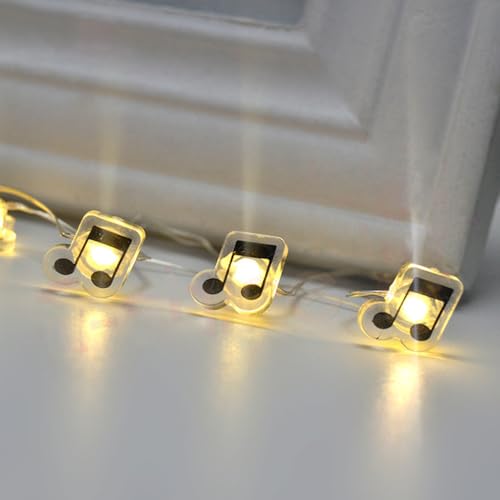 GUOCHENG 16FT 50LEDs Music Note String Lights, Music Stave Fairy Light 3AA Batteries Operated Decorative Light Strings, Musical Starry Lights for Indoor Outdoor(1 Pack) - color: 5m warm
