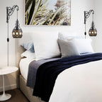 YLONG-ZS 2PK Crystal Plug in Wall Sconce Hanging Lamp Shelf Dimmable Wall Sconces Adjustable Wall Lights with Wall Sconces Wall Mount Plug in Lamps for Bedroom Living Room - color: YLW13black