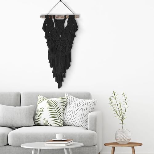 Macrame Cotton Cord 5mm x 328yds, ZUEXT Natural Handmade Black Braided Cords 4 Strands Knitted Rope String for Craft Wall Hanging Weaving Tapestry Dream Catchers Hanger DIY Gift (300m) - color: Black, style: 5mm x 300m