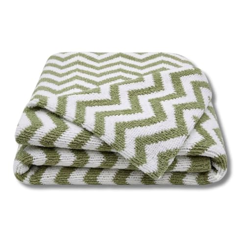 Living Textiles Sage Chevron Chenille Soft Baby Blanket Knitted Reversible Premium Cozy Fabric for Best Comfort -Infant,Toddler,Newborn,Swaddle,Nursery,Boy,Girl,Unisex,Throw,Crib,Stroller,Gift 40x30in - color: Sage Chevron