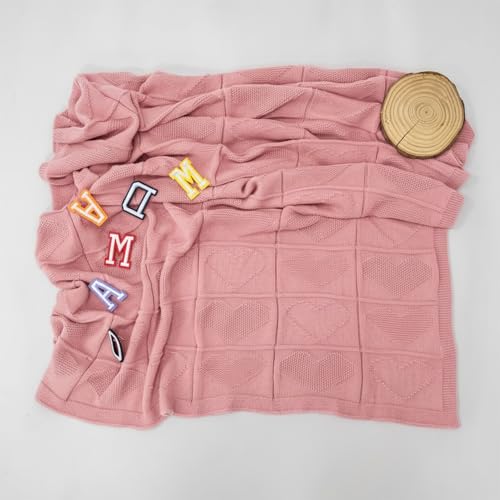 Baby Knit Cotton Blanket Rose Pink Heart Texture Soft Cotton Nursery Crib Throw for Baby Shower Birthday Size 30x40 - color: Rose Pink, size: 30"x40"