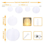 Vigdur White Lantern String Lights - Large and Small Hanging Nylon Lantern Lights Plug in for Indoor Bedroom Party Outdoor Patio Backyard Use,9.84FT - color: White Lantern - Large and Small