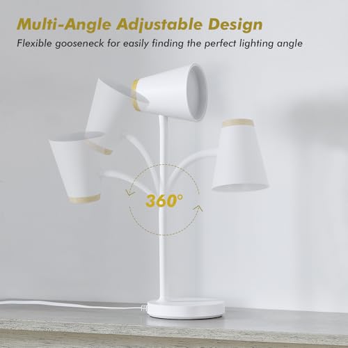 EJIAXIN Desk Lamp for College Dorm Room - Small LED Desk Lamp Touch Dimmable Reading Light for Home Office - Adjustable Flexible Gooseneck Table Lamp for Bedside Bedroom Nightstand White - color: White
