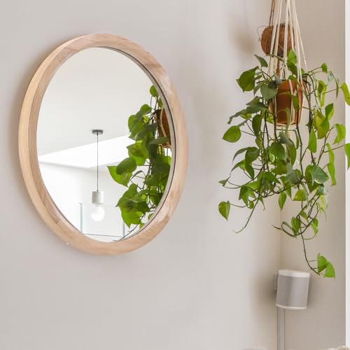 MAGFLERUM 24 Inch Round Wood Mirror - Circle Mirror for Nursery, Boho Style - Wall Decor for Bedroom, Living Room, Hallway (Nature) - color: Nature2, size: 24"L x 24"W
