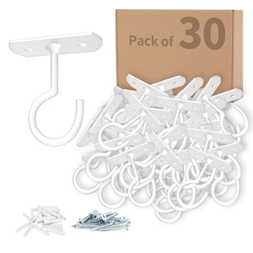 30Pack Ceiling Hooks Bulk for Hanging Plants 2.5in White - color: White, size: 2.5In 30Pack