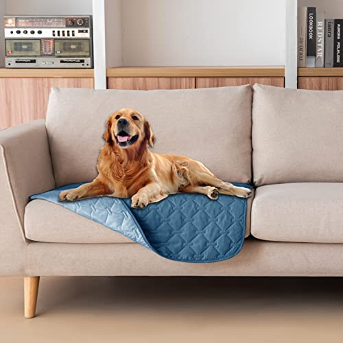 gogobunny 100% Double-Sided Waterproof Dog Bed Cover Pet Blanket Sofa Couch Furniture Protector for Puppy Large Dog Cat, Reversible (30x30 Inch (Pack of 1), Dark Blue/Light Blue) - color: Dark Blue/Light Blue, size: 30x30 Inch (Pack of 1)