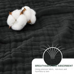 Love's cabin 100% Cotton Muslin Blanket, 6 Layer Lightweight Breathable Gauze Queen Size Blanket 90 x 90 Inches, Soft All Season Blanket for Bed, Black - color: Black, size: Queen(90"x90")