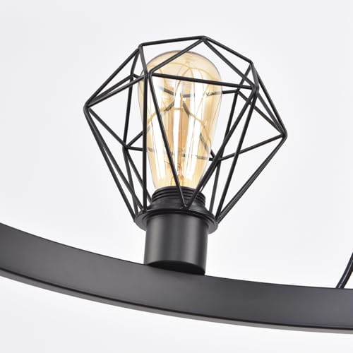 Wagon Wheel Chandelier Modern Farmhouse Pendant Light,Black Farmhouse Chandelier, 6-Light Wagon Wheel Chandelier with Adjustable Height, Dining Room Light Fixture, Hanging Lights - color: B