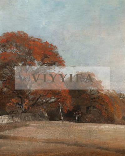 VIYYIEA Extra Large Vintage Fall Landscape Wall Art 36x54, Rustic Autumn Countryside Canvas Wall Decor, Cottagecore Farmhouse Artwork for Living Room Bedroom Entryway Fireplace - color: Autumn Glow