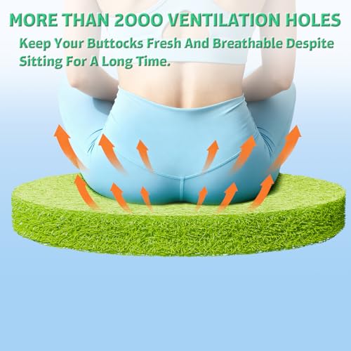 Round TPU Meditation Cushion, Floor Pillow, Breathable Mat for Yoga and Zen Practice, Firm Yet Soft Indoor Seat with Enhanced Posture Support (Coffee Brown, 17.7" D x 2" H)