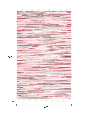 SAFAVIEH Rag Rug Collection Accent Rug - 4' x 6', Red & Multi, Handmade Boho Stripe Cotton, Ideal for High Traffic Areas in Entryway, Living Room, Bedroom (RAR129R) - color: Red/Multi, size: 4' x 6' (Rectangular)