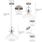 WILON Brushed Nickel Glass Pendant Lights Kitchen Island Lighting, Modern Hanging Lamp for Sink Dining Room Over Table Hallway Entryway Bar Foyer Bathroom - color: Brushed Nickel