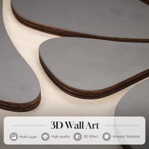 Framed Textured Wood 3D Wall Art for Living Room, Large Boho Floral Black and Beige Artwork for Walls, 3 Piece Abstract Bohemian Flower Wood 3D Art for Office Bedroom Hallway Wall decor, 24x36 Inch - color: Black Beige, size: 24" W x 36" H x 3Pcs