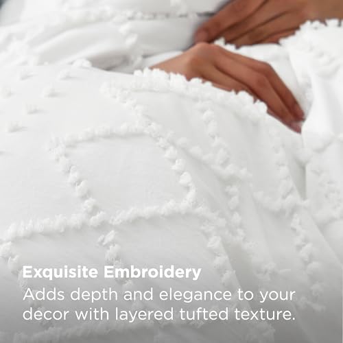 Bedsure Boho Twin Duvet Cover Size - White Breathable & Soft Boho Bedding, Machine Washable Comforter Cover for All Seasons, Includes 1 Duvet Cover 68"x90" with 1 Pillow Sham & Zipper Closure - color: 01 - White (No Comforter), size: Twin/Twin XL (68" X 9