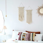Mkono 2 Pcs Macrame Woven Wall Hanging Boho Chic Geometric Art Decor - Beautiful Bedroom Nursery Apartment Home Decoration, Gift for Girls Adults Birthday Christmas, 28" L x 13" W - size: Medium