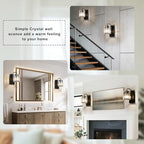 Grneric Crystal Wall Sconces,Black Sconce Wall Light Fixtures Modern Sconces Wall Lighting Single Indoor Wall Sconce for Living Room Bathroom Hallway Stairway Bedroom 10 Inch - color: Crystal Glass Sttyle