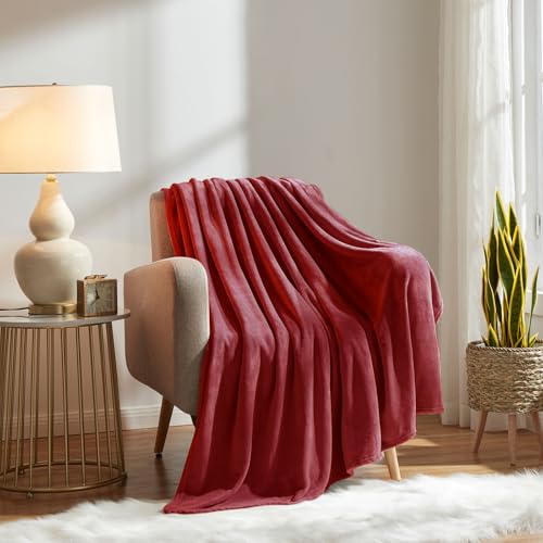 KMUSET Fleece Blanket Twin Size Burgundy Lightweight Super Soft Cozy Fuzzy Bed Blankets Microfiber Factory Shop - color: Burgundy, size: Twin(60"x80")