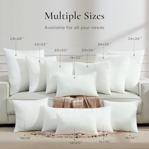 Ashler Home Deco Throw Pillows Insert- 12x20 Pillow Inserts with Air Layer, Premium Bed and Couch Pillows - Indoor Decorative Throw Pillow, Lumbar Cushion Sham Stuffer, Pack of 2, White - size: 12x20 Inch