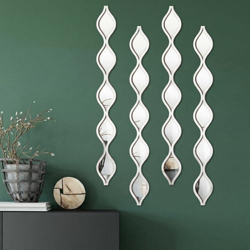 Qunclay Teardrop Mirror Wall Art Decorative Mirror Wall Decor Long Narrow Art for Apartment Living Room Bathroom Bedroom Entryway - color: Silver