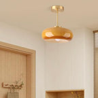 Brass Modern Hallway Ceiling Light - Orange Glass Ceiling Lamp with Dome Shade, Gold Mid Century Semi Flush Mount, Bedroom Entrance Light Fixture - color: Orange