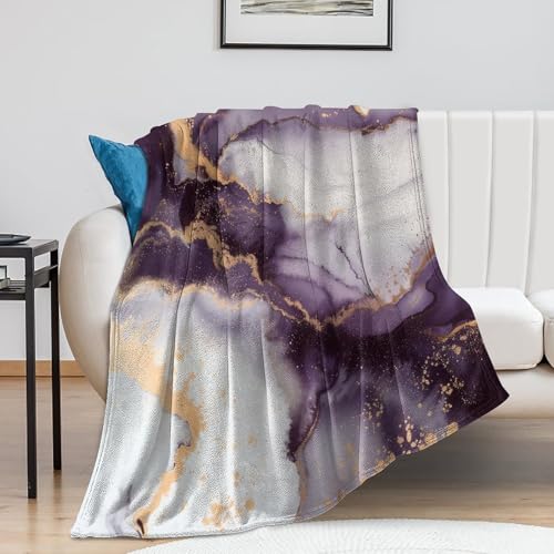 Modern Marble Blanket, Abstract Luxury Baroque Golden Purple White Stone Veins Pattern Soft Warm Cozy Plush Flannel Covers for Livingroom Bedroom Couch Chair Camping Travel Home Decor Tapestry 30x40in - color: Abstract-22, size: 30W" x 40L"
