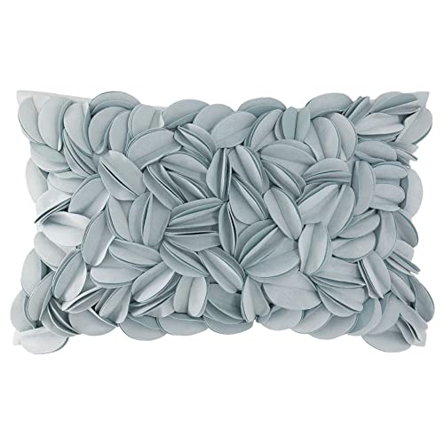 KINGROSE Handmade 3D Flower Throw Pillow Cover Home Decorative Pillow Case Soft Rectangular Cushion Cover for Sofa Couch Chair Living Room 12 x 20 Inches Solid Suede Sky Blue - color: Sky Blue - Solid Suede