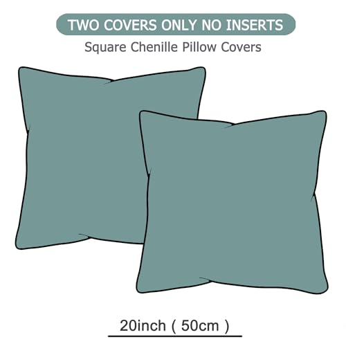 GAWAMAY Decorative Throw Pillow Covers 20x20 Inch Set of 2 for Living Room Couch Bed Sofa, Farmhouse Square Cushion Cover Soft Striped Corduroy Pillow Cases Boho Accent Home Decor (50x50cm) Blue Green - color: Blue Green, size: 20" x 20" (Pack of 2)