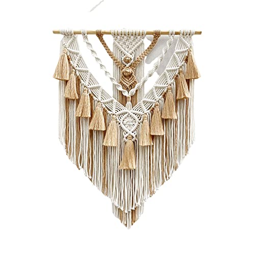 BMIDRUT Hanging Macrame Tapestry Woven Boho Wall Art Handmade Macrame Tapestry Home Wall Decor Wall Pediment 18x30 Inch (Brown) - color: Brown