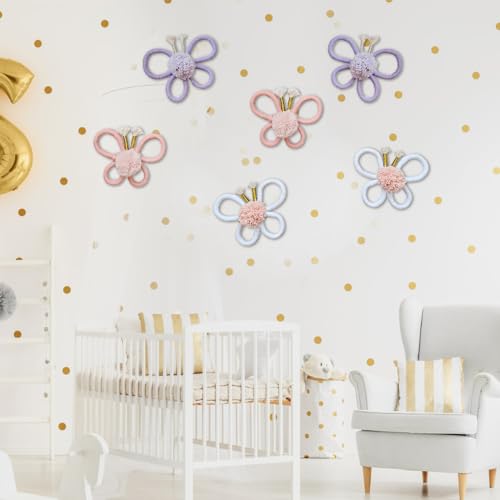 Woven Wall Decor, Cotton Bohemian Butterfly Shaped Wall Hanging Plaque Flower Room Wall Signs for Home Nursery Bedroom Farmhouse Bathroom Decorations