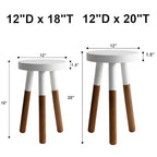 LitaEther 12" Reverse Dipped Wood Plant Stand, Wood Accent Stool,Milking Stool Drinking Table Small Side Table Set (18"+20" Tall) - size: 18"+20" Tall