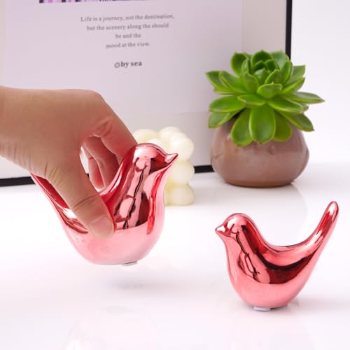 Notakia Small Birds Statues Pink Home Decor Modern Style Decorative Ornaments for Living Room, Bedroom, Office Desktop, Cabinets (2Pcs Pink Birds) - color: 2pcs Pink Birds