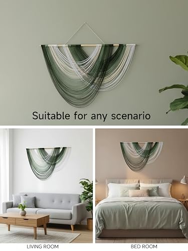Large Macrame Wall Hanging Macrame Wall Decor Tapestry For Headboard Bedroom Livingroom Boho Fiber Home Art (Green-A) - color: Green-A