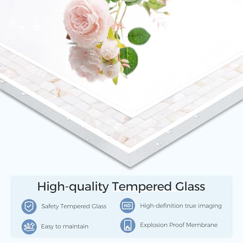 Tanmicoshomy 30 x 30 Inch White Square Bathroom Mirror, Natural Shell Framed Rectangular Mirrors for Bathroom Bedroom, Living Room, Entryway, Wall Mounted Horizontal or Vertical Hanging - color: White C, size: 30"L x 30"W