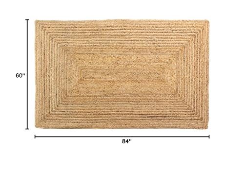 Super Area Rugs Farmhouse Jute Braided Rug - Reversible Natural Fiber- Eco Friendly Rug for Living Room - Kitchen - Dining Room Hand Woven, Natural, Rectangle 5' X 7' - color: Natural, size: 5' x 7' (Rectangular)