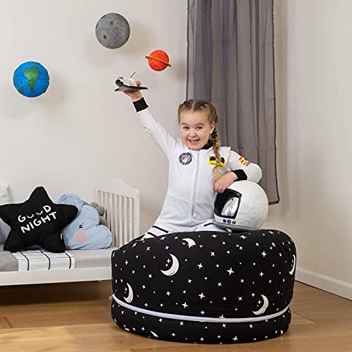 SMART WALLABY Stuffed Animal Storage Bean Bag Chair | 2 Sizes in 1 | 100% Cotton Washable Kids’ Plush Toys Organizer | XL to XXL Expandable Premium Soft Toys Pouf Starry Night - color: Starry Night