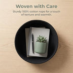 Black 3-Tier Woven Cotton Rope Hanging Basket, Over the Door Organizer, Adjustable Detachable Wall Basket with Metal & Adhesive Hooks, No Drilling for Laundry Room, Utility Room & Closet - style: Modern