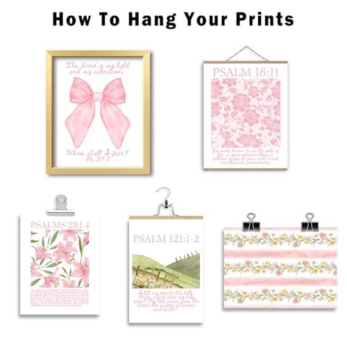 ANERZA 16 PCS Christian Coquette Wall Art Decor, Pink Bow Bible Verses Gallery Wall Prints for Bedroom Nursery, Jesus Posters for Living Room Aesthetic, Scripture Preppy Dorm Collage Kit for Girls Kids - color: LightPink, size: 11"x14" Unframed