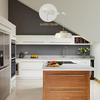 Modern Large Pendant Light, 17.7 inch,Cream Lampshade,Natural Wood,Simple Chandelier for Dining Room,Kitchen Table