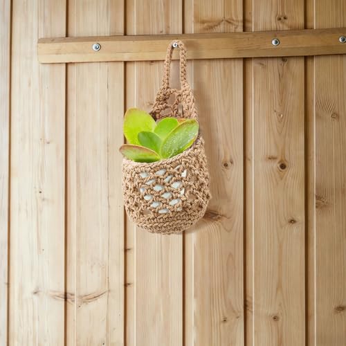 6 PCS Small Hanging Planters for Indoor Plants, Handmade Plant Hanger for 3.9" Pot, Woven Hanging Wall Plant Holder Basket for Succulents, Air Plants and Herbs, Boho Home Garden Decor