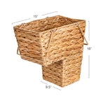 Household Essentials Wicker Stair Basket with Handles, Handwoven Water Hyacinth, Sits on Two Stairs, Lightweight, Natural - style: Water Hyacinth