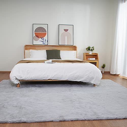 Ghouse Grey 8x10 Area Rug Fluffy Faux Rabbit Fur Grey Rug Plush Shag Fuzzy Rug for Living Room Bedroom, Playing Room, Nursery Room - color: Grey, size: 8x10Ft