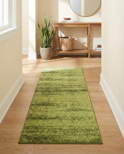 Rugs.com - Angelica Collection Rug – 6 Ft Runner Green Easy-Clean Runner Rug – Perfect for Hallways, Kitchens, and Entryways - color: Green, size: 2' x 6' (Runner)