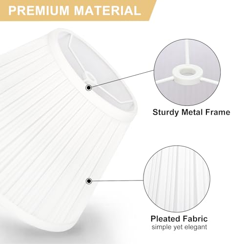 Small Pleated Lamp Shades Set of 2, White Empire Lamp Shades, 5.5" Top x 10" Bottom x 6.6" High, Small Lamp Shades for Table Lamps, Bedside Lamps, Wall Sconces, Spider, Bulb Clip Adapters Included - color: Pleated White