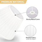 Small Pleated Lamp Shades Set of 2, White Empire Lamp Shades, 5.5" Top x 10" Bottom x 6.6" High, Small Lamp Shades for Table Lamps, Bedside Lamps, Wall Sconces, Spider, Bulb Clip Adapters Included - color: Pleated White
