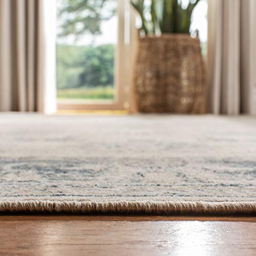 SAFAVIEH Vintage Collection Accent Rug - 3'3" x 5'7", Stone & Blue, Oriental Distressed Viscose Design, Ideal for High Traffic Areas in Entryway, Living Room, Bedroom (VTG117-7440)